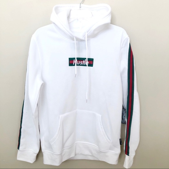 Brooklyn Cloth Shirts | Nwt White Hustle Sweatshirt Hoodie Medium | Color: Green/White | Size: M | Jessig627's Closet